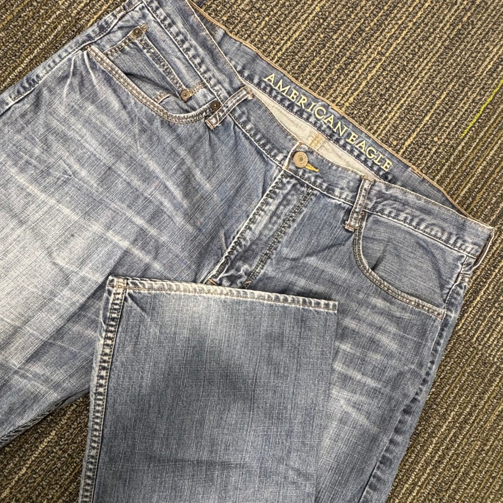 American Eagle Jeans Men 38x32 Blue Excellent Low Rise Bootcut Denim 4129